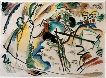 Expresionismo: estudio para pintura con forma blanca. Pintura de Vassily Kandinsky